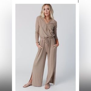 Three birds nest  AS IT WAS CROSS FRONT JUMPSUIT mocha size medium